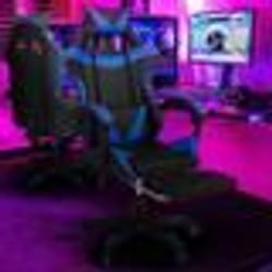 IDMARKET Fauteuil de gaming ALEX réglable avec repose-pied coussin de tête et coussin lombaire noir et bleu