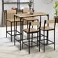 IDMARKET Ensemble table haute de bar DETROIT 100 cm et 4 chaises de bar design industriel