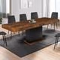 IDMARKET Table à manger extensible rectangle EDEN 6-10 personnes bois effet vieilli et noir 160-200 cm