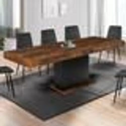 IDMARKET Table à manger extensible rectangle EDEN 6-10 personnes bois effet vieilli et noir 160-200 cm