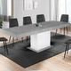 IDMARKET Table à manger extensible rectangle EDEN 6-10 personnes béton et blanc 160-200 cm