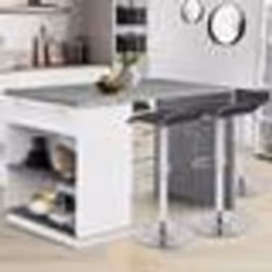 IDMARKET Ilot central mange debout 4 personnes VITO 130 cm blanc et plateau effet béton
