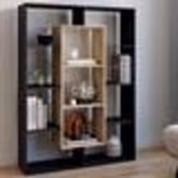 IDMARKET Etagère bibliothèque COLETTE avec 11 compartiments noir et effet bois H.143 cm