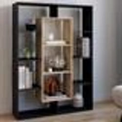 IDMARKET Etagère bibliothèque COLETTE avec 11 compartiments noir et effet bois H.143 cm