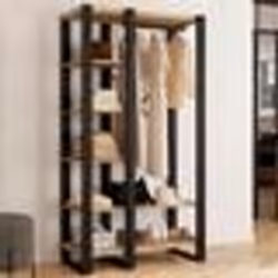 IDMARKET Dressing penderie étagère ONYX bois et noir
