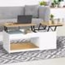 IDMARKET Table basse 2 plateaux relevables EYLA avec coffre bois blanc et façon hêtre