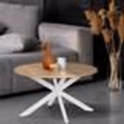 IDMARKET Table basse ronde ALIX pied araignée 70 cm bois et blanc