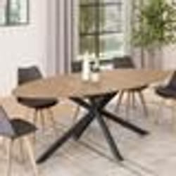 IDMARKET Table à manger ovale ALIX 10 personnes pied araignée bois et noir 200 cm