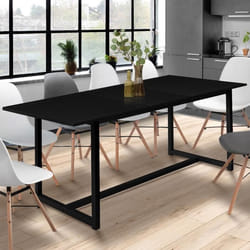Table à manger rectangle extensible - IDMARKET - DELSON - Noir - 6-10 personnes - 160-200 cm