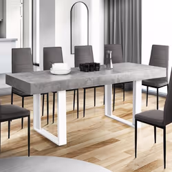IDMARKET Table à manger extensible rectangle OREGON avec rangement 4-8 personnes effet béton et blanc 160-200 cm