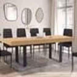 IDMARKET Table à manger extensible rectangle OREGON avec rangement 4-8 personnes façon chêne et noir 160-200 cm