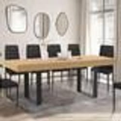IDMARKET Table à manger extensible rectangle OREGON avec rangement 4-8 personnes façon chêne et noir 160-200 cm