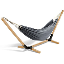 Idmarket - Hamac avec support bois et toile gris anthracite tahiti