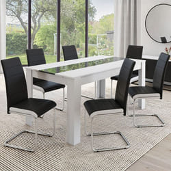 IDMARKET Lot de 6 chaises de salle à manger MIA pieds chromés noir