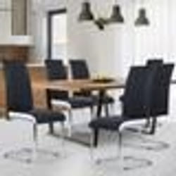 IDMARKET Lot de 6 chaises MIA noires liseré blanc pour salle à manger