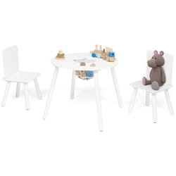 Idmarket - Table + 2 chaises enfant candice avec espace de rangement en bois blanc