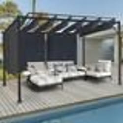 IDMARKET Pergola édition luxe lames orientables 3x3 M et 4 stores gris anthracite