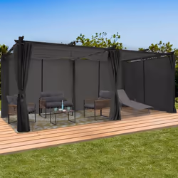 IDMARKET Pergola édition limitée toit rétractable 3x6 M et 6 rideaux gris anthracite