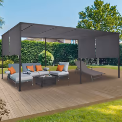 IDMARKET Pergola coulissante 2 pans 3x6 M belvédère de jardin toile gris anthracite
