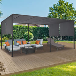 IDMARKET Pergola coulissante 2 pans 3x6 M belvédère de jardin toile gris anthracite