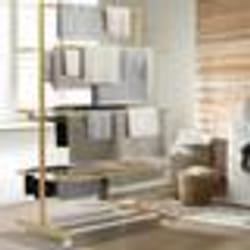IDMARKET Séchoir à linge bambou RITA 3 niveaux étendoir pliable H.150 cm