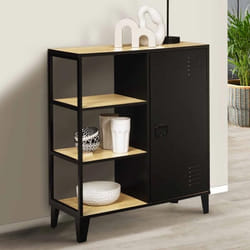 ID MARKET buffet dappoint 3 étagères 70 cm Moderne bois et noir