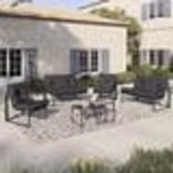 IDMARKET Salon de jardin bas NAIROBI 6 places en acier gris anthracite