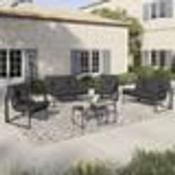 IDMARKET Salon de jardin bas NAIROBI 6 places en acier gris anthracite
