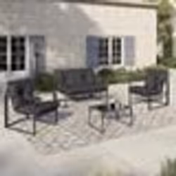 IDMARKET Salon de jardin bas NAIROBI 4 places en acier gris anthracite