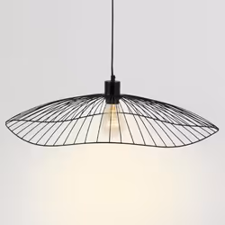 IDMARKET Suspension filaire en métal noir diamètre 60 cm