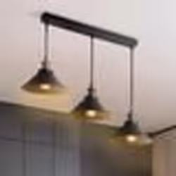 IDMARKET Suspension 3 lampes industrielles vintage en métal noir