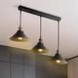 IDMARKET Suspension 3 lampes industrielles vintage en métal noir