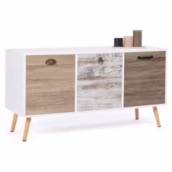 Description générale Découvrez le buffet bas scandinave 3 portes BAHIA 113 cm, un meuble tendance et pratique pour installer ...