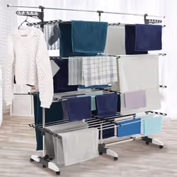 IDMARKET Séchoir à linge 60 M SUPRA XXL gris/blanc 4 niveaux + barre télescopique