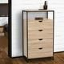 IDMARKET Chiffonnier 4 tiroirs DETROIT 60 cm commode design industriel avec étagère