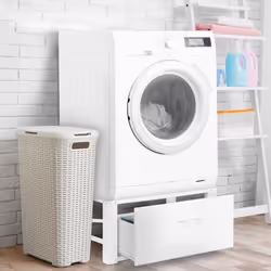 IDMARKET Support pour machine à laver 63 x 54 cm socle réhausseur en métal avec tiroir