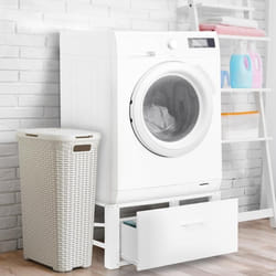 IDMARKET Support pour machine à laver 63 x 54 cm socle réhausseur en métal avec tiroir