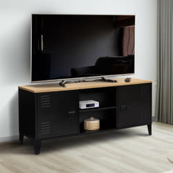 ID MARKET meuble tv ESTER 2 portes 113 cm noir à poser