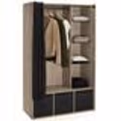 IDMARKET Dressing penderie DIANE 105 x 50 x 172 cm hêtre avec étagères + boites de rangement + rideau noir