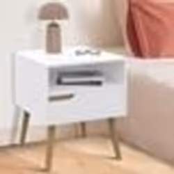 IDMARKET Lot de 2 tables de chevet HELSINKI scandinaves 1 tiroir avec niche blanc