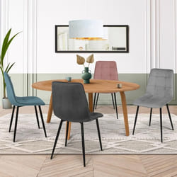 IDMARKET Lot de 4 chaises de salle à manger MILA assise matelassée pastel bleu gris clair gris foncé rose