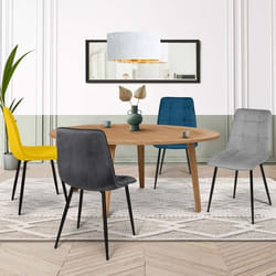 IDMARKET Lot de 4 chaises de salle à manger MILA assise matelassée bleu gris clair gris foncé jaune