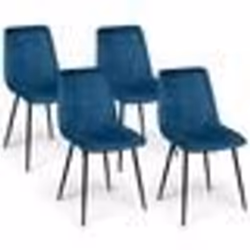 IDMARKET Lot de 4 chaises MILA en velours bleu pour salle à manger