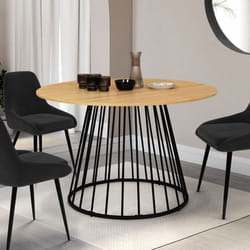 Table à manger ronde fixe - IDMARKET - YUNA - Bois et noir - 6 personnes - 110 cm