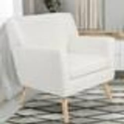 IDMARKET Fauteuil scandinave LIV en tissu bouclette blanc