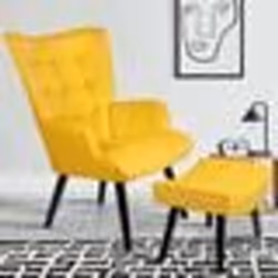 IDMARKET Fauteuil scandinave ANIA avec repose pieds velours jaune