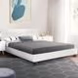IDMARKET Lit double CHARLOTTE avec tête de lit et sommier 160 x 200 cm PVC blanc