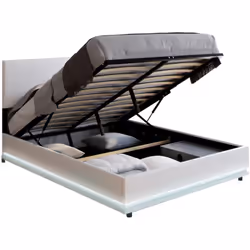 Le lit coffre double pour adulte OWEN 140 x 190 cm avec sommier apportera une touche d'originalité à votre chambre à coucher  ...