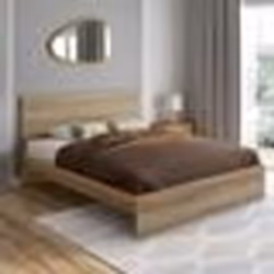 IDMARKET Lit double OMAHA avec tête de lit et sommier 160 x 200 cm façon hêtre
