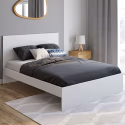 IDMARKET Lit double OMAHA avec tête de lit et sommier 140 x 190 cm blanc